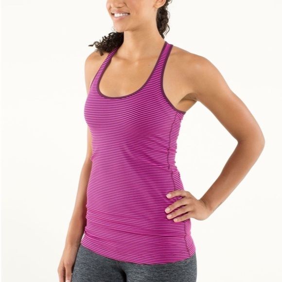 Lululemon Pink Cool Racerback Tank Top  Stripe - Picture 4 of 11